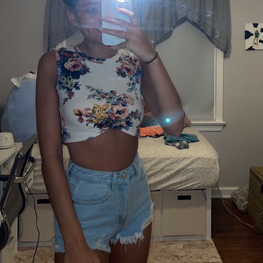 Floral Crop Top with Tie